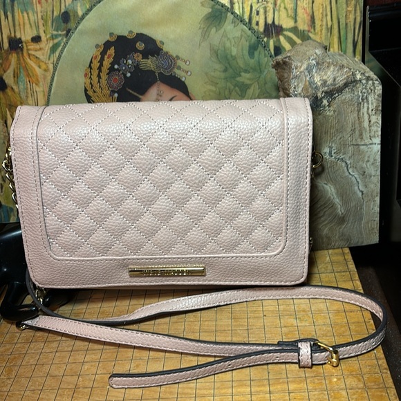 Steve Madden Handbags - Steve Madden Shoulder Bag or Clutch w Pink Quilted Faux Leather Detachable Strap